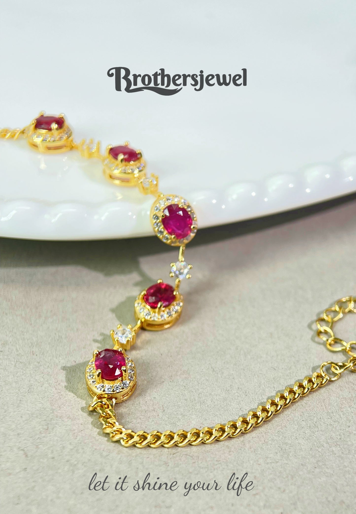 S925 Sterling Silver Natural Ruby Bracelet L0188171