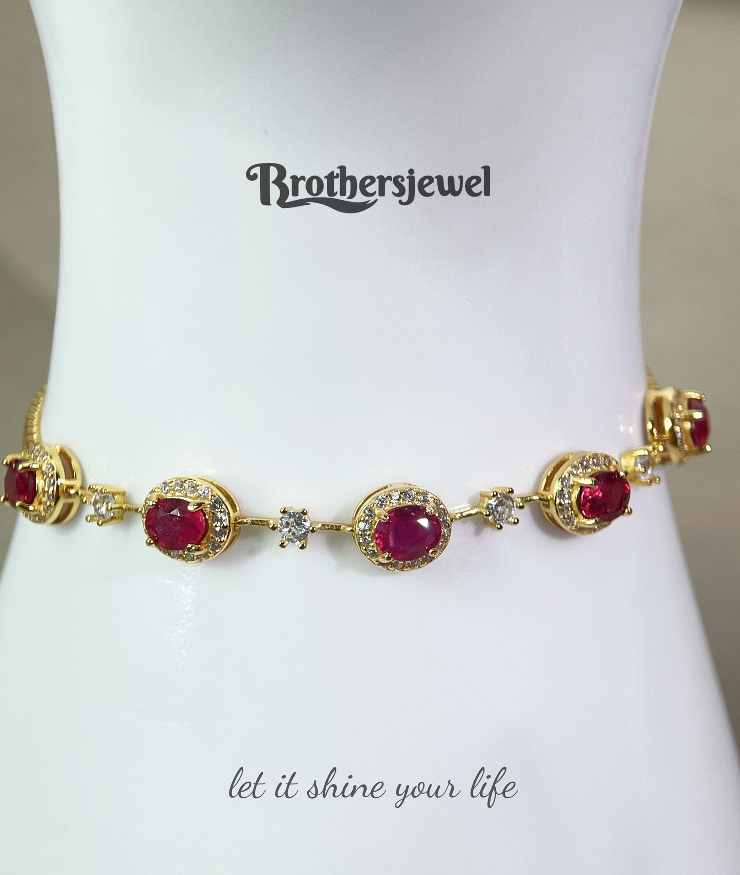S925 Sterling Silver Natural Ruby Bracelet L0188171