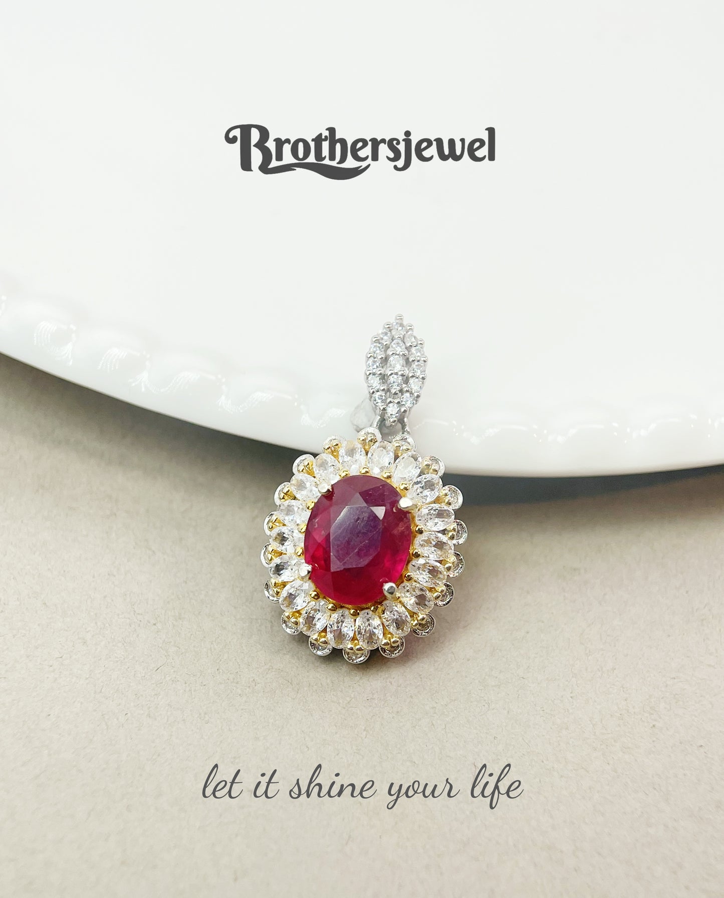S925 Sterling Silver Natural Ruby Pendant L0380103