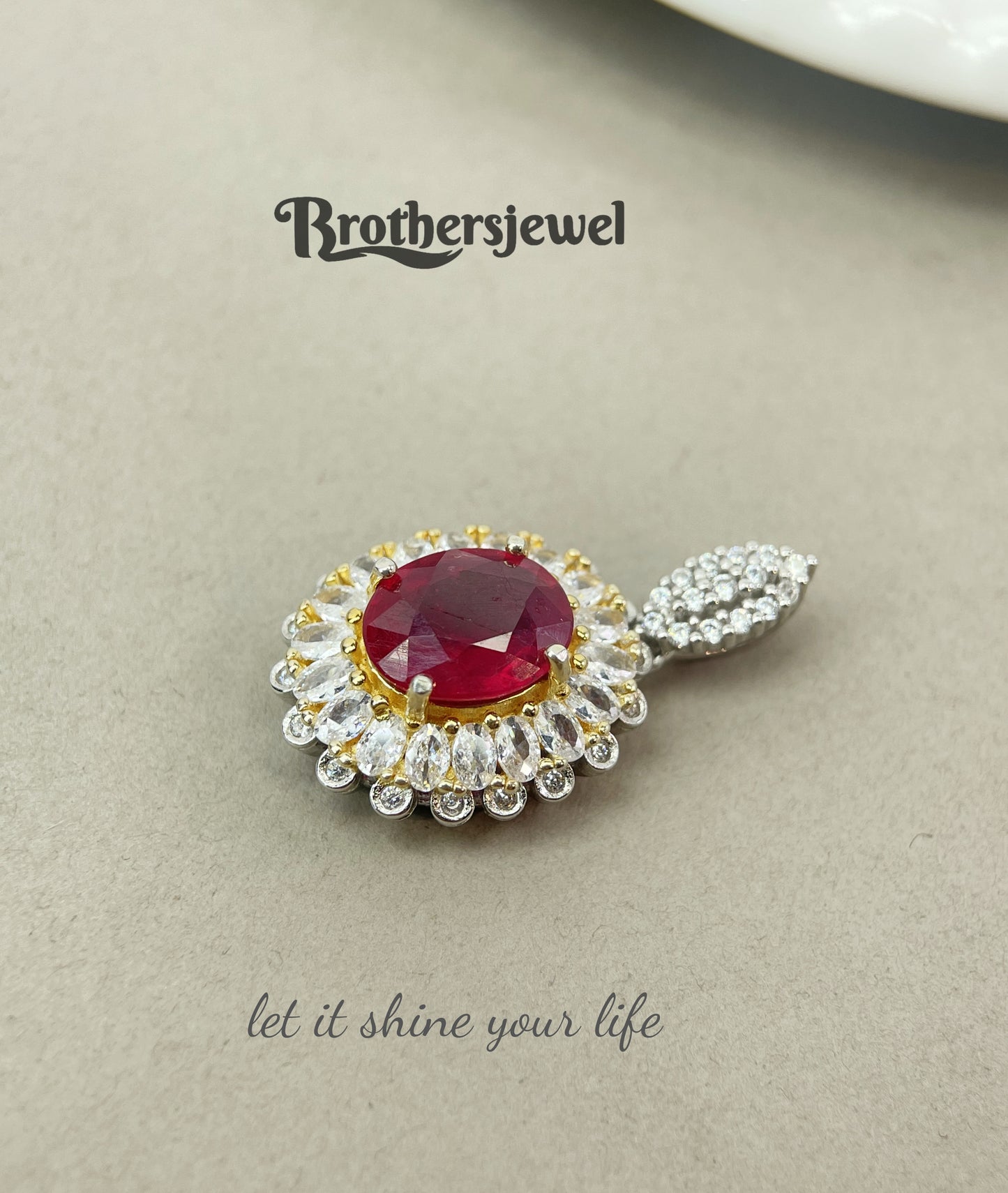 S925 Sterling Silver Natural Ruby Pendant L0380103