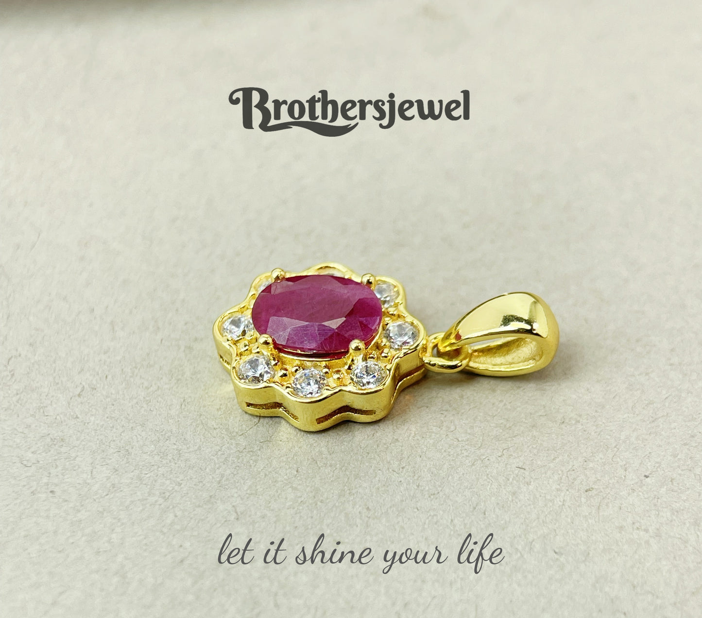 S925 Sterling Silver Natural Ruby Pendant N0120111