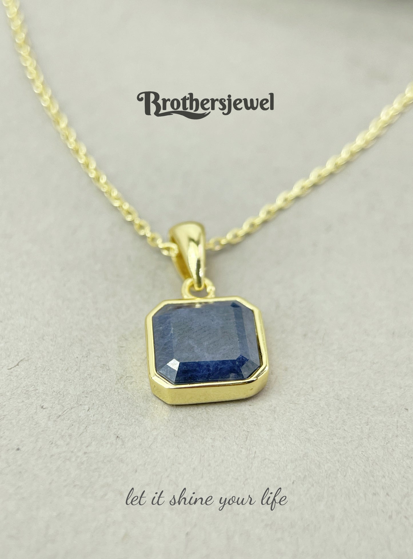 S925 Sterling Silver Natural Sapphire Pendant N0095108