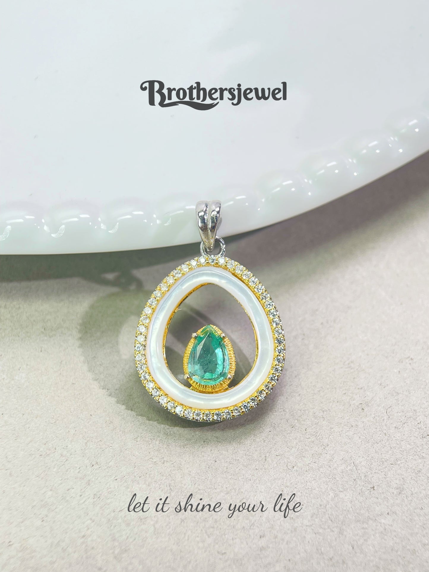 S925 Sterling Silver Natural Emerald Pendant L0169166