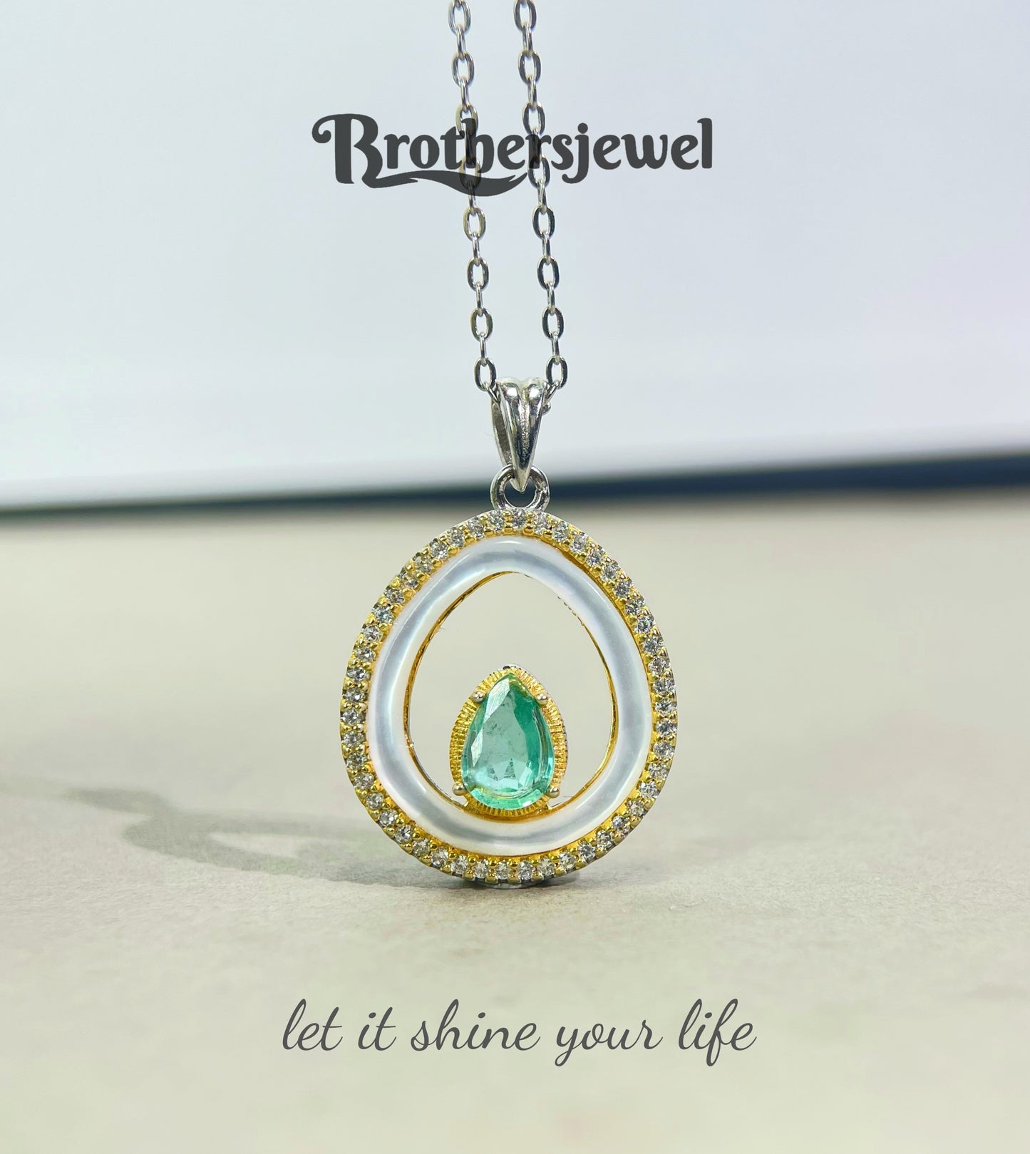 S925 Sterling Silver Natural Emerald Pendant L0169166