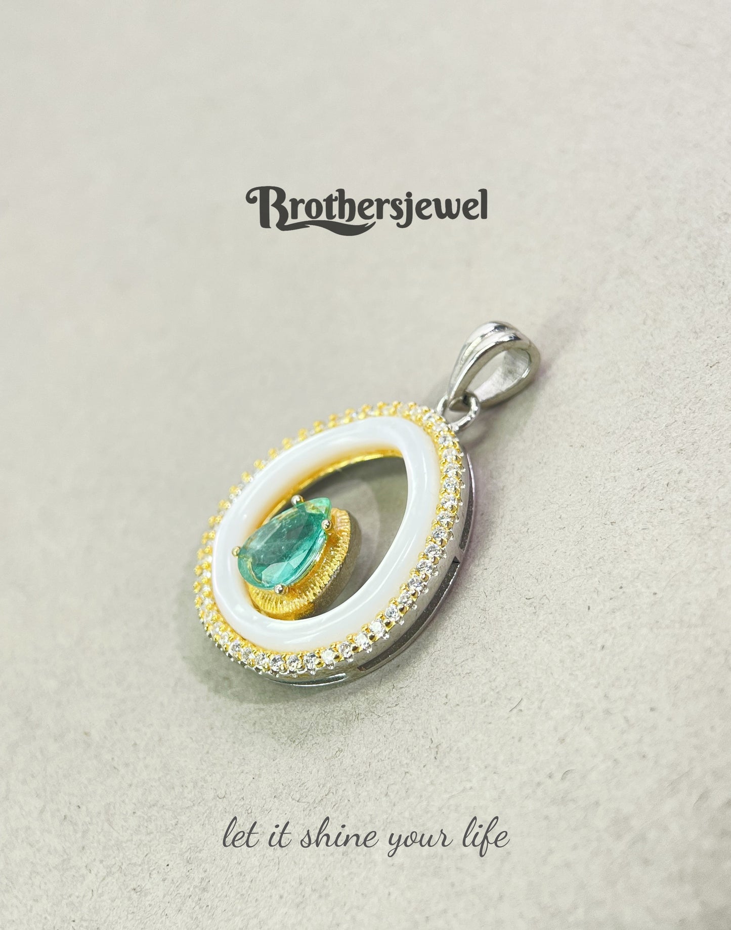 S925 Sterling Silver Natural Emerald Pendant L0169166