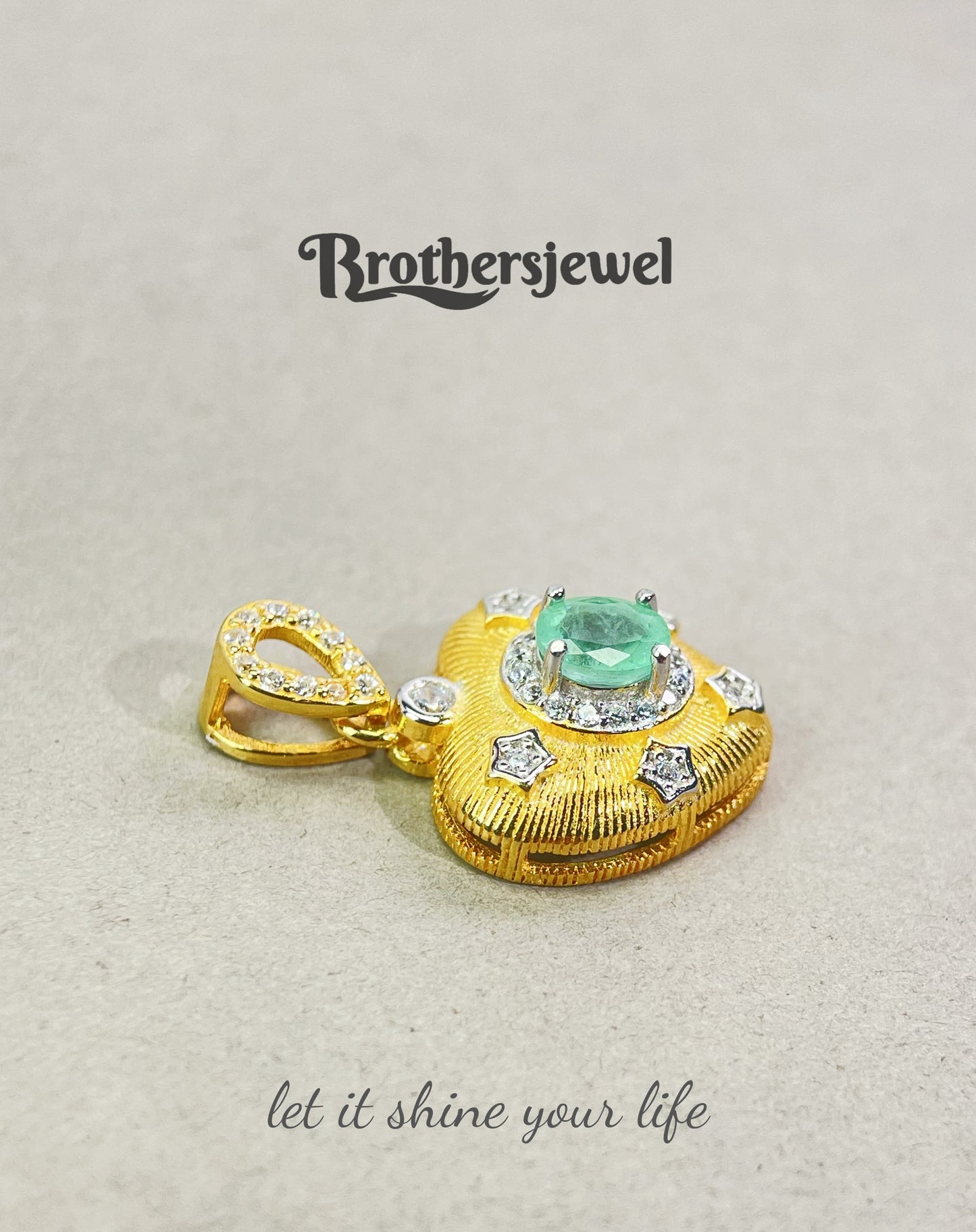 S925 Sterling Silver Natural Emerald Pendant L0098194