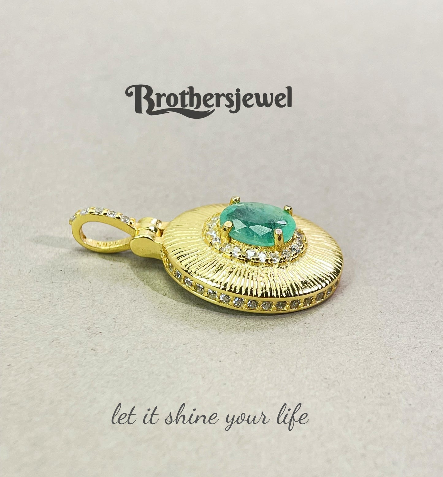 S925 Sterling Silver Natural Emerald Pendant L0159193