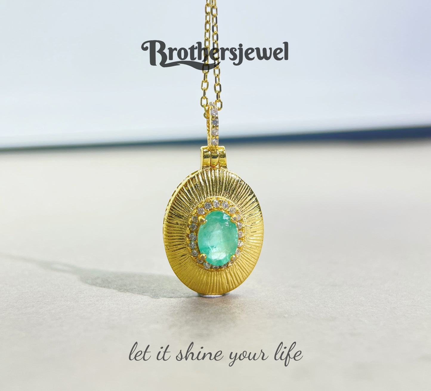 S925 Sterling Silver Natural Emerald Pendant L0159193