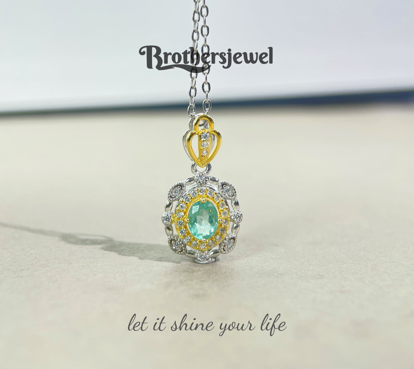 S925 Sterling Silver Natural Emerald Pendant L0093198