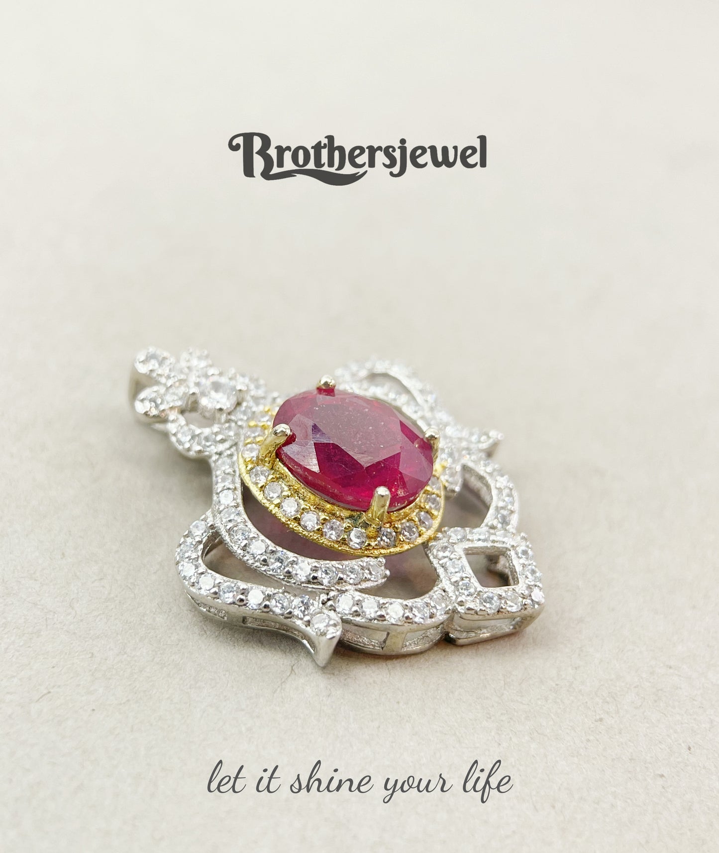 S925 Sterling Silver Natural Ruby Pendant L0108182