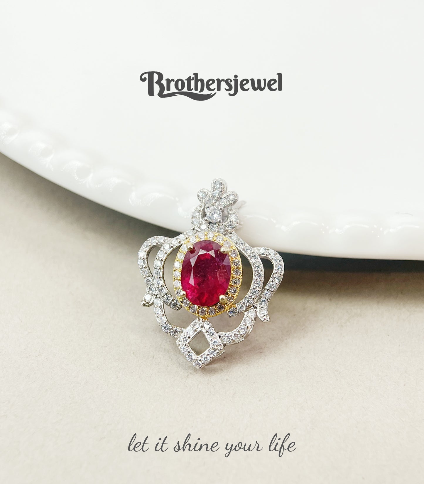 S925 Sterling Silver Natural Ruby Pendant L0108182