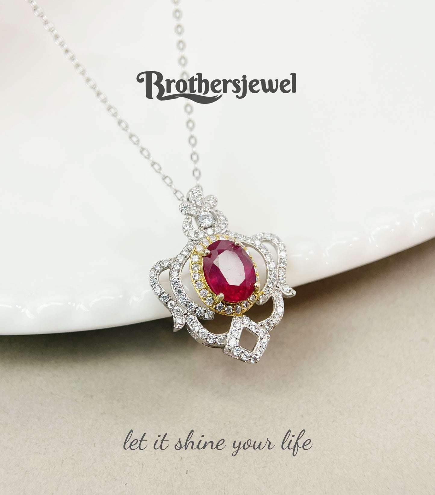 S925 Sterling Silver Natural Ruby Pendant L0108182