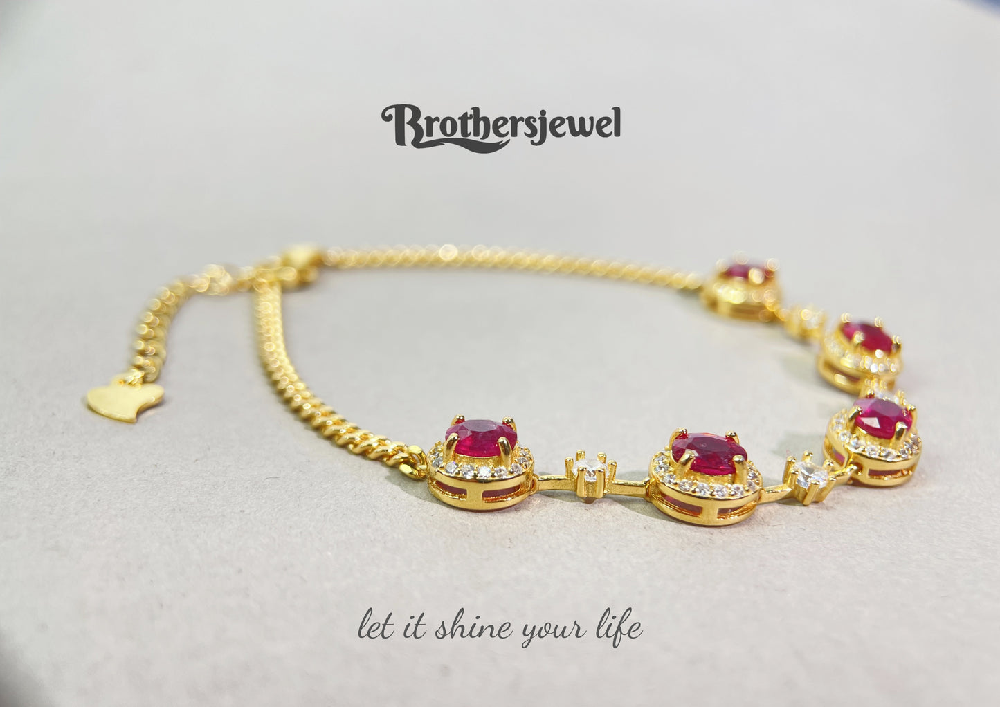 S925 Sterling Silver Natural Ruby Bracelet  L0188171