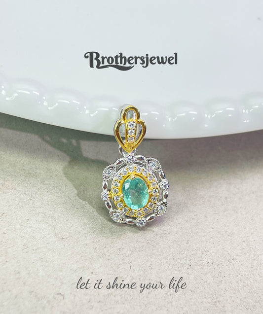 S925 Sterling Silver Natural Emerald Pendant L0093198
