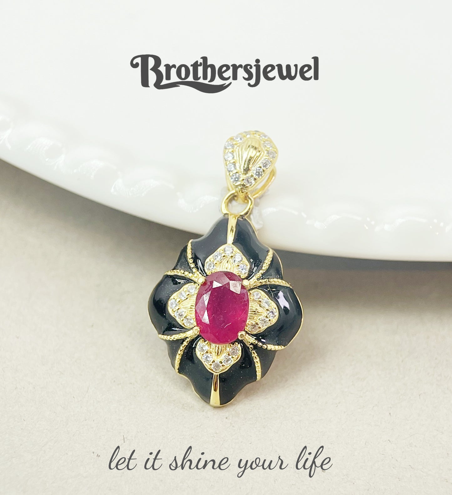 S925 Sterling Silver Natural Ruby  Pendant  L0083101